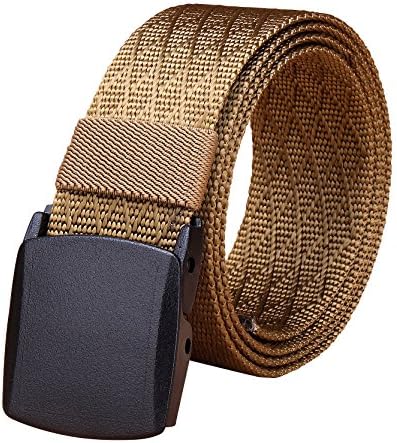 FOWOS Nylon Canvas Breathable Military Tactical Men Waist Belt With Plastic Buckle 49.2" Khaki