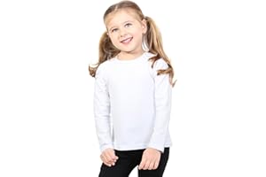Lilax Girls' Basic Long Sleeve Round Neck Cotton T-Shirt