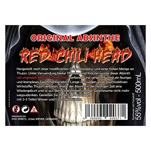 Limitierte Weihnachtsedition Red Chili Head Absinthe - 55% vol. Alc. - 0,5 Liter inkl. Weihnachtsmütze – Bild 4
