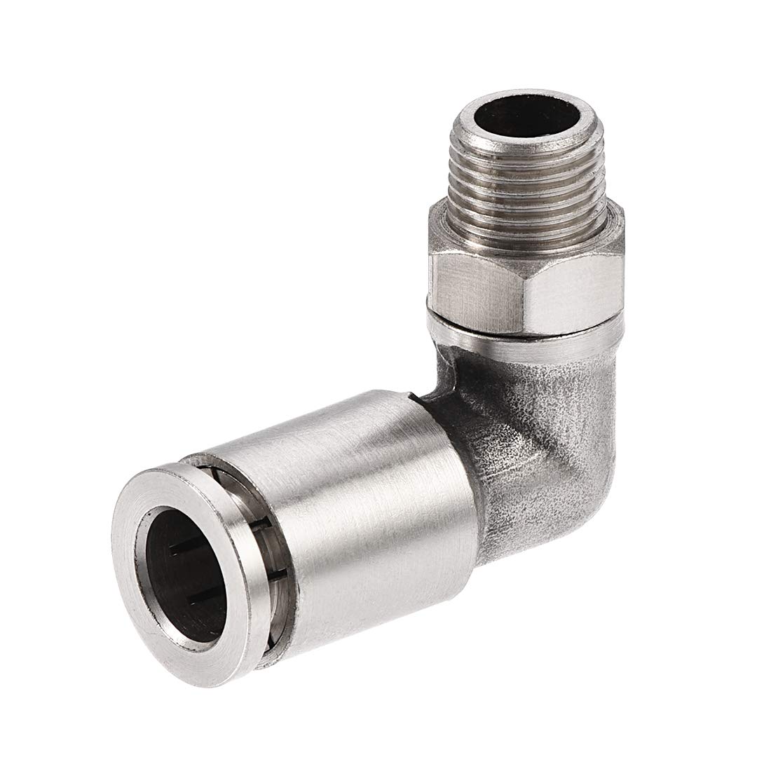 sourcing map Push to Connect Tube Fitting 8mm Tube to 1/8PT Male Elbow L Shape