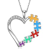 Zunxinsan Autism Awareness Necklace 925 Sterling Silver Autism Necklace ASD Jewelry Gifts for Women