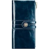 shuainiu Women's RFID Blocking Wallet Soft Leather Clutch Money Ladies Purse Slim Card Holder Organizer Zip Pocket (3020-Blue)