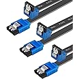 BENFEI SATA Cable III, 3 Pack SATA Cable III 6Gbps 90 Degree Right Angle with Locking Latch 18 Inch for SATA HDD, SSD, CD Dri
