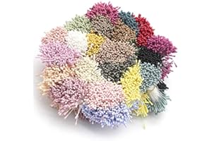 Sorrento Crafts Double Heads Artificial Matte Flower Stamen for DIY Scrapbooking Pistil Cake Craft Wedding Home Decoration Random Mixed 10 Color 900PCS(Color 2)