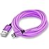 Micro USB Cable, PROWORX Premium Durable Micro USB (6ft) Purple Cable High Speed USB 2.0 A Male to Micro B Sync and Charging Charger Cables For Samsung, LG, Motorola, HTC, ZTE, Android Phones