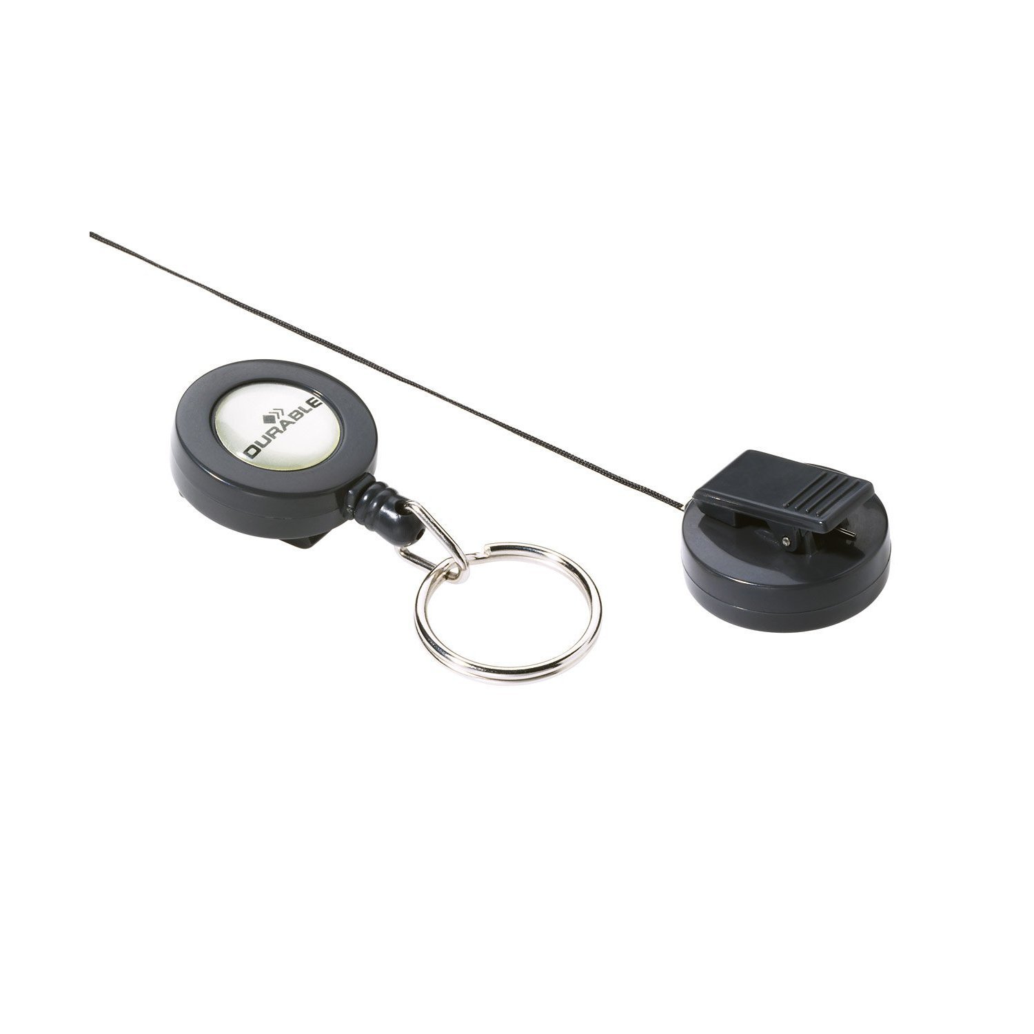 Durable Badge Reel with Key Ring in Charcoal - Pack of 10 - Perfect for Securely Holding Name Badges, Security Passes, Key Fobs, etc.