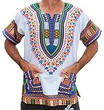 RaanPahMuang Unisex Bright Africa White Dashiki Cotton Plus Size Shirt