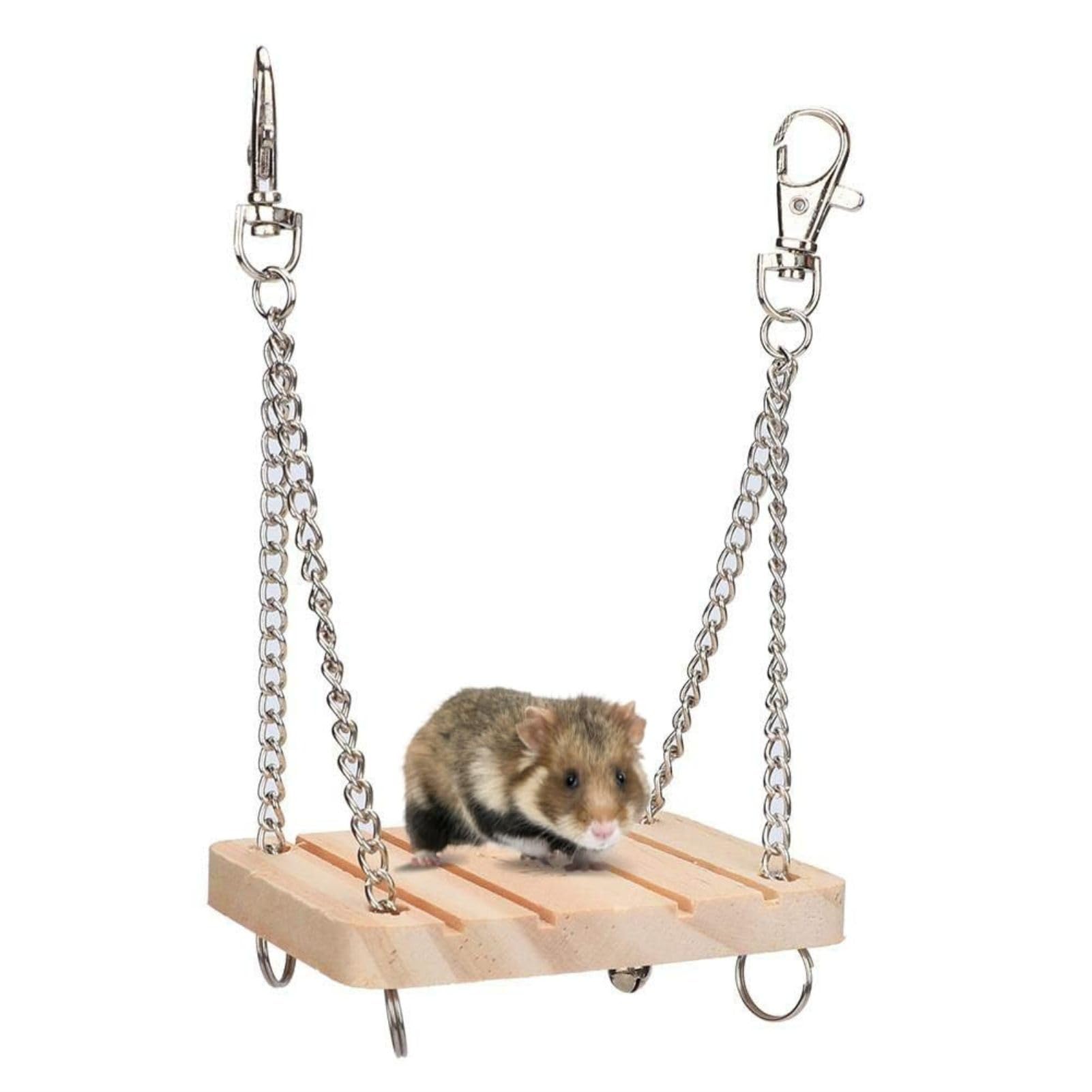 Jadeshay Hamster Toys,Wooden Hamster Swing Pet Hanging Accessories Hammock Swing Pet Toy Hammock Cage Exercise Molar Toy for Gerbils Rat Pig Chinchilla Parrot