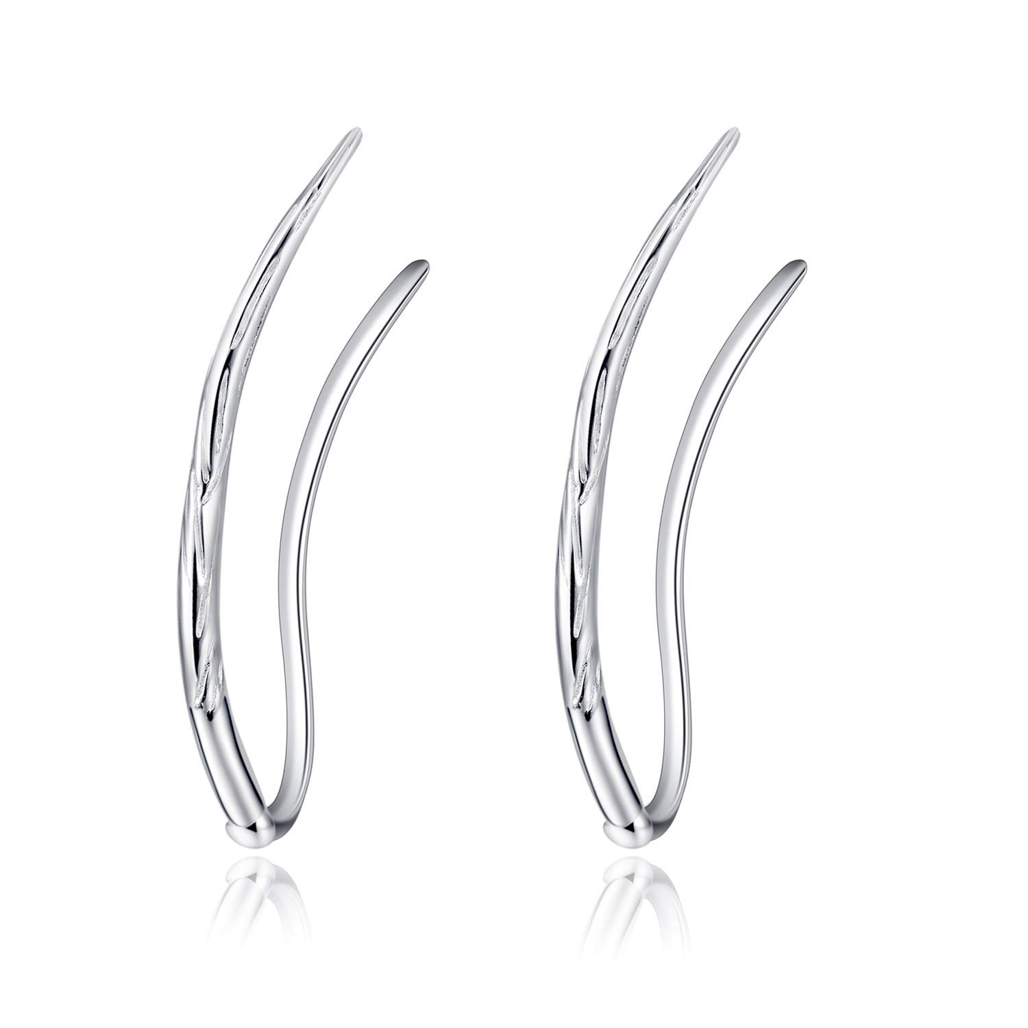 Sterling Silver Minimalist Ear Climber Crawler Cuff Earrings for Women
