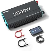 Renogy Inverter P2 2000W Pure Sine Wave Inverter 12V DC to 110V AC Converter, Off-Grid Solar Power Inverters for Vehicles, Truck, RV, Home, with Built-in 5V/2.1A USB/Hardwire Port, Remote Controller