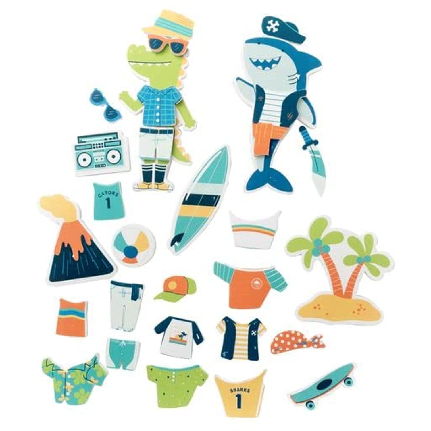Stephen Joseph, Floating Dress-Up Foam Bath 26-Piece Toy Set, Shark/Dino, SJ1148, Small