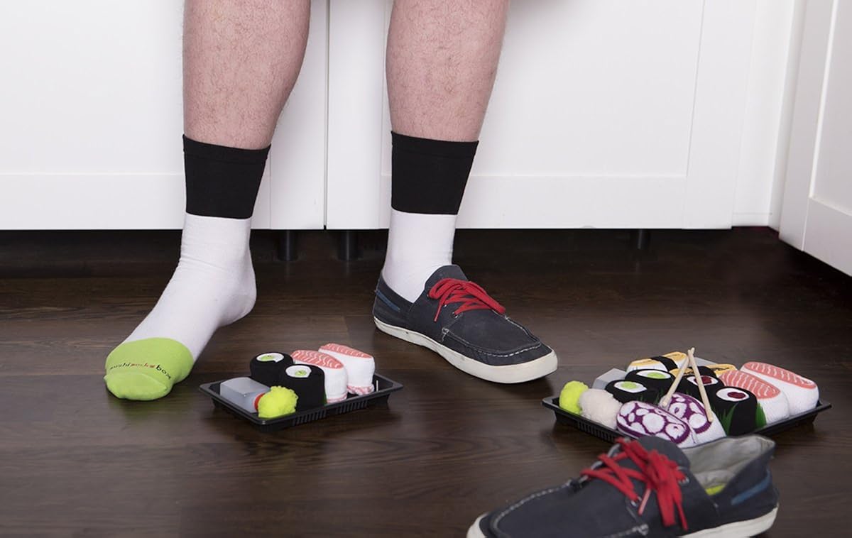 Rainbow Socks - Woman Man Sushi Socks Box Cucumber Maki - 1 Pair - Size 4-7, Maki Cucumber - Image 5