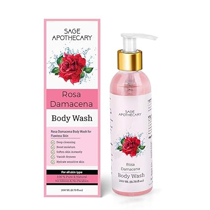 Sage Apothecary Rosa Damacena Body Wash, 200 Ml