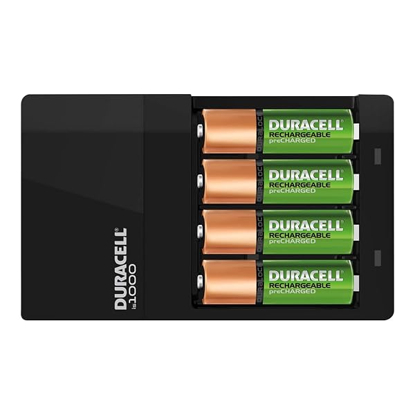 DURACELL ION SPEED 1000-BATTERY-CHARGER FOR AA AND AAA-BATTERIES, INCLUDES 4 PRE-CHARGED AA-RECHARGEABLE-BATTERIES, FOR HOUSEHOLD AND BUSINESS DEVICES