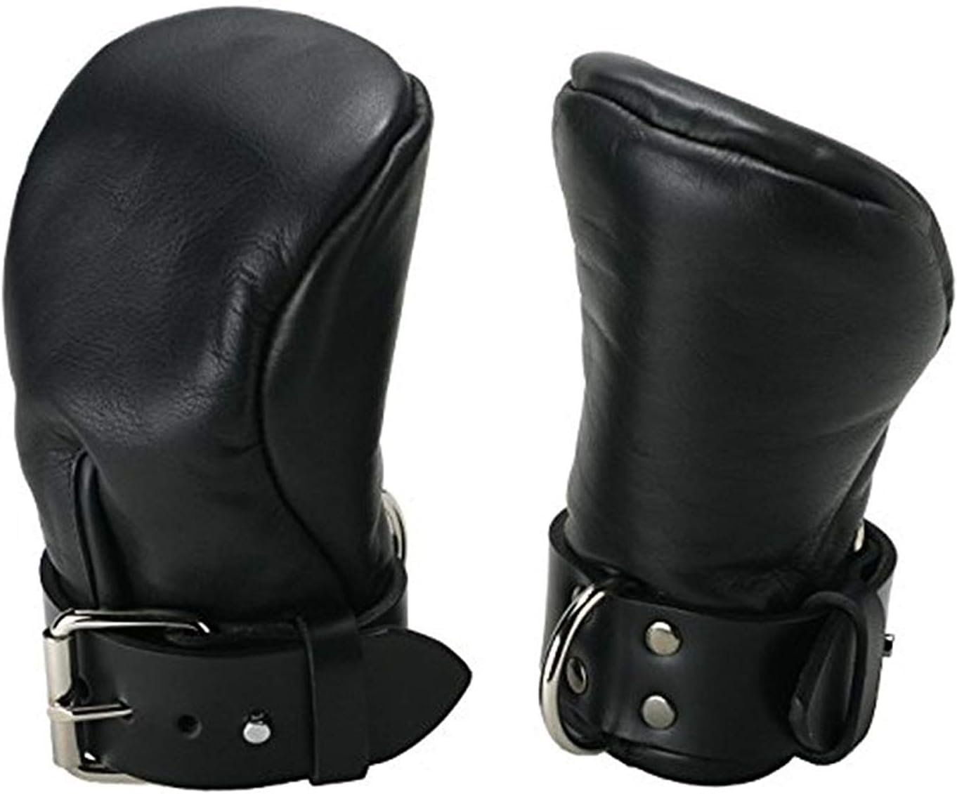 Wiwile Puppy Play Padded Black Leather Fist Mitts Gloves 1 Pair