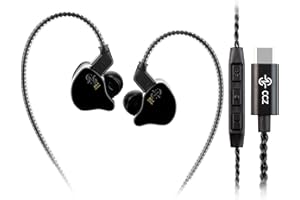 Kinboofi in Ear Monitor CCZ Melody Type-C Headphone, Dynamic Hybrid Dual Driver HiFi Wired Earphones Musicians IEM Upgrade Deep Bass Suitable for Bass Vocals Pop Folk (Melody-Black, with MIC)…