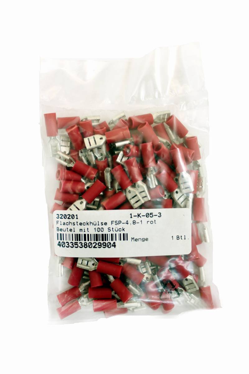 Vs Electronic 320201 Blade Receptacle FSP 4.8 – 1 Bag – Red (Pack of 100)
