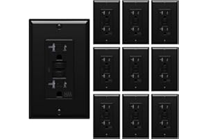 WEBANG 20 Amp GFCI Outlet, Tamper Resistant/Weather Resistant(WR) Receptacle, Self-Test Ground Fault Circuit Interrupter with LED Indicator, Wall Plates and Screws Included, UL Listed, Black, 10 Pack