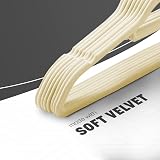 KEPLIN Velvet Hangers 50 Pack 45cm Thin Non-Slip with Tie Bar Cream view 4