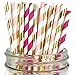 Just Artifacts Premium Disposable Drinking Paper Straws (100pcs, Light Pink/Fuchsia/Metallic Gold)
