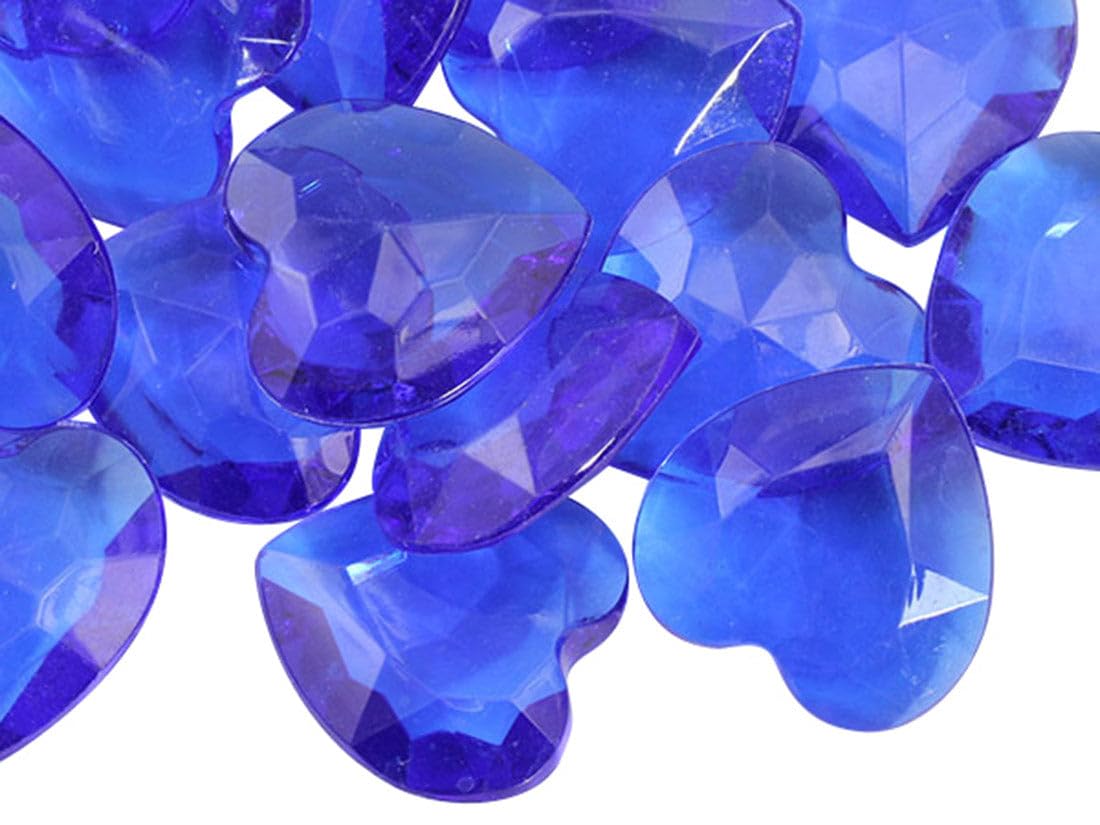 Allstarco 27mm Blue CH09 Heart Acrylic Pirate Treasure Gems Plastic Jewels For Party & Games, Table Scatter, Vase Fillers, Wedding Decor Gemstones Favors - 20 Pieces