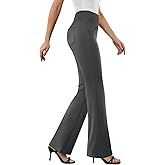DLOODA Womens Dress Pants Stretchy Work Pants Business Casual Office Trousers Pull On Flare Slacks with 4 Pockets