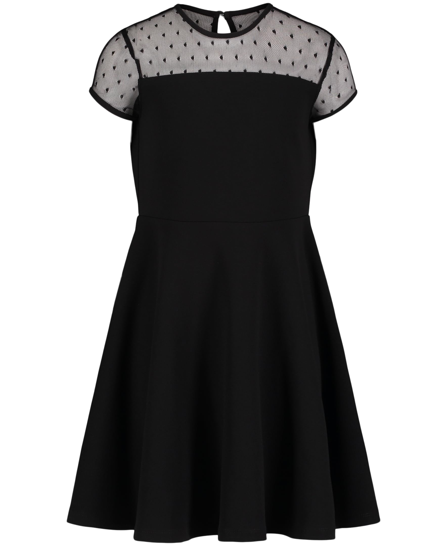 Calvin Klein Jeans Girls' Sleeveless Party Dress, Fit and Flare Silhouette, Round Neckline & Back Zip Closure, Black Dot, 16 Image