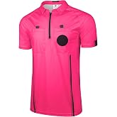 FitsT4 Sports Pro Soccer Referee Jersey Short Sleeve Ref Shirts | light and breathable,zippered collar, two hook-and-loop pockets, a badge holder, multi colors XXS-3XL for men women youth