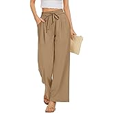 FUNYYZO 2025 Women Summer Pants Drawstring Waist Wide Leg Pants Loose Fit with Pockets Pull On