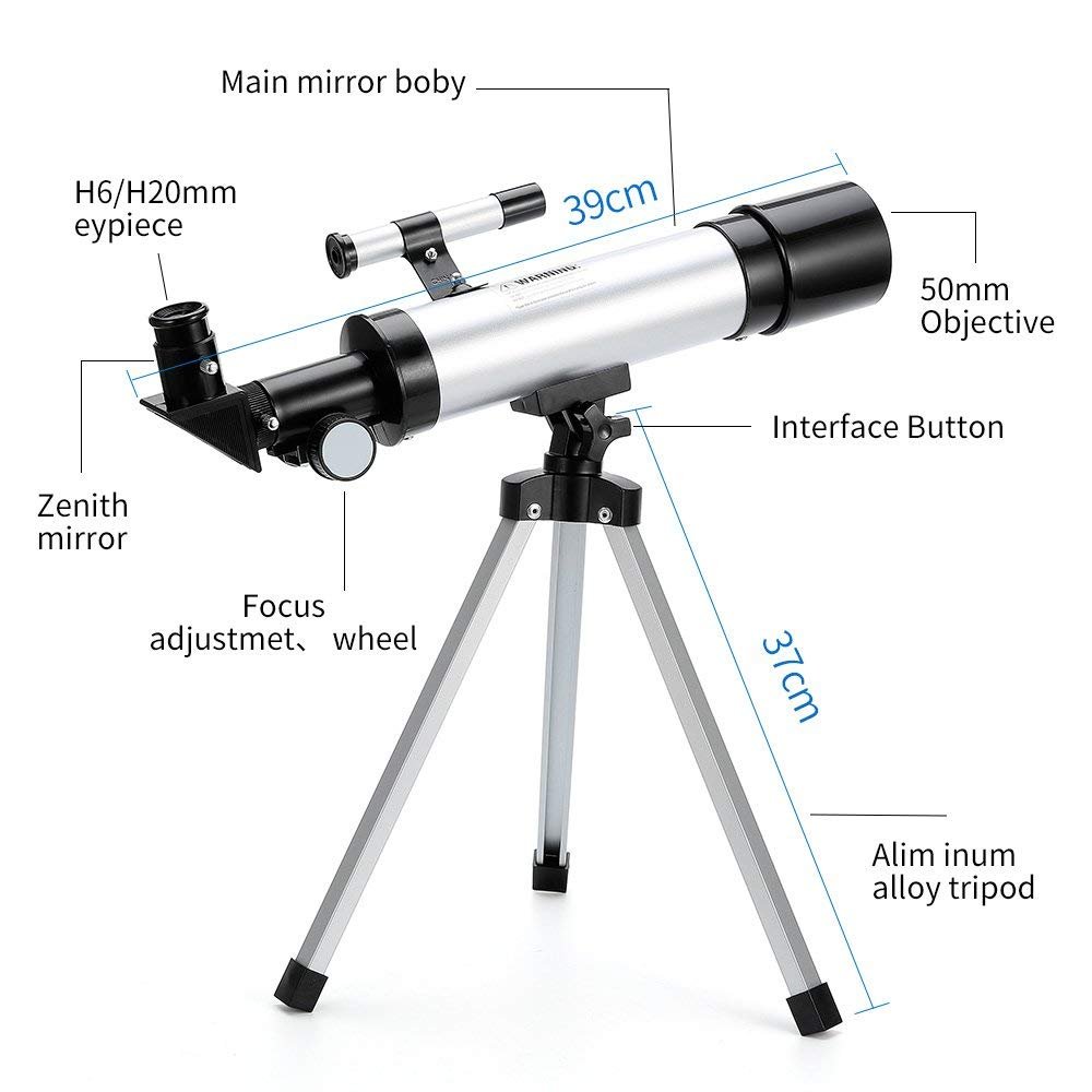 Télescope Portable Astronomique Réfracteur Zoom HD Monoculaire Espace Télescope,avec Portable Trépied，Observer des Etoiles Lune Ciel pour Débutants Enfants - Ranipobo