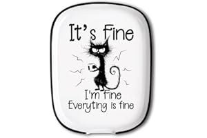 ANATTASOUL Ceramic Spoon Rest for Stove Top Funny Cat Pattern 4.52"x5.9" Large Spoon Holder, Heat Resistant Utensil Holder Ki