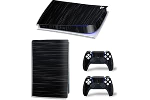 ROIPIN PS5 Digital Version Skin for Console and Controllers, Vinyl Sticker Play-Station 5 Skins, Wrap Decal Cover Protective Accessories for PS5 Digital Edition(Black Grain)