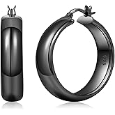 YOUNGYUE 8mm Wide Chunky Gold Hoops 14K Real Gold Plated Hypoallergenic 925 Sterling Silver Hoops Lightweight Big Gold Hoop Earrings for Women 30/40/50/60mm