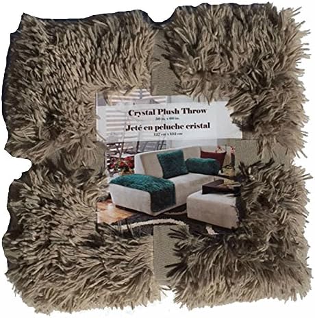 Chic and Stylish Throw Blanket For Sofa, Long Hair Plush Throw with Short Faux Fur Reverse, Very Soft, Fluffy and Comfy 50 x 60 (Taupe)