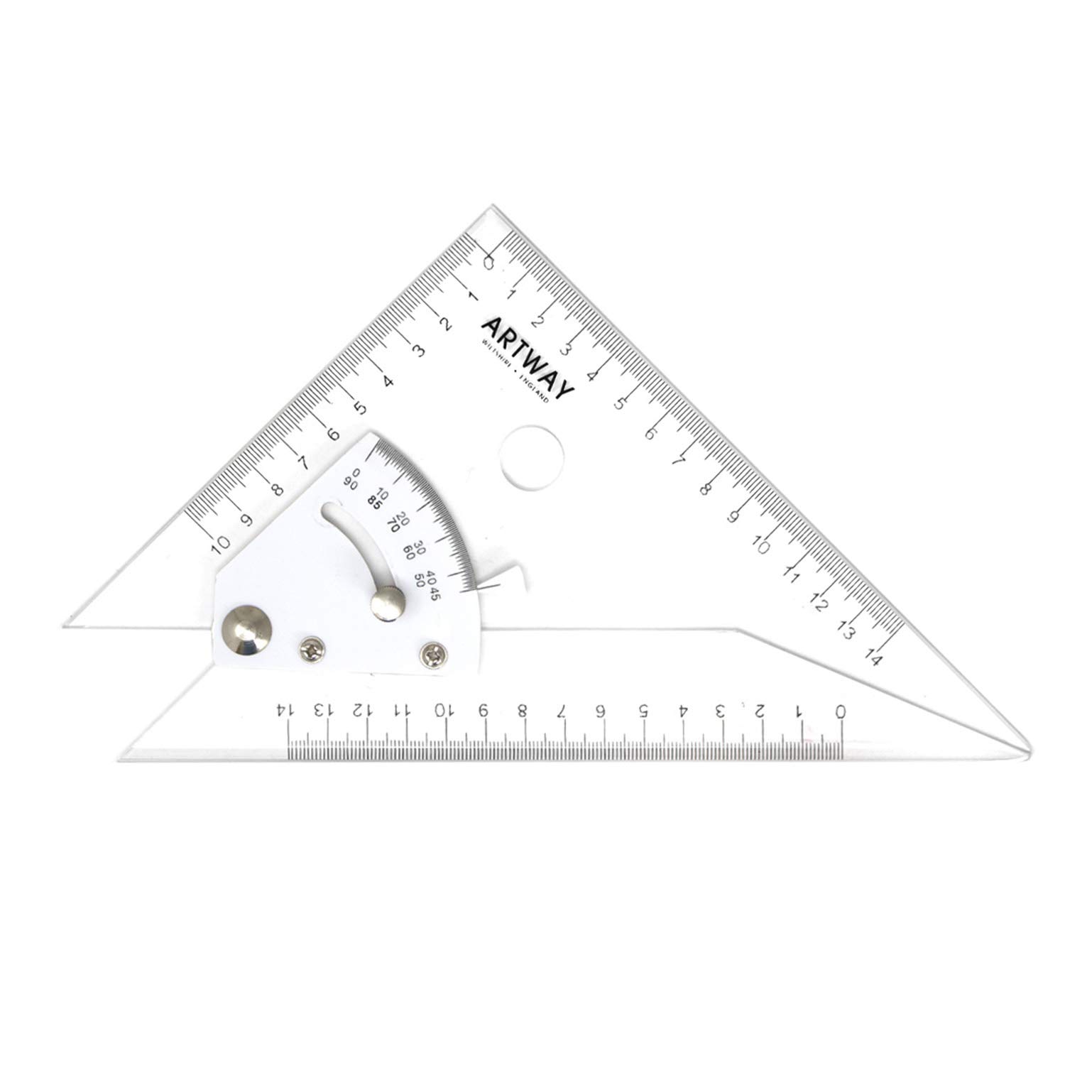 Artway Adjustable Set Square - 20cm - Acrylic (Design May Vary), Black (only for the carrying bag)
