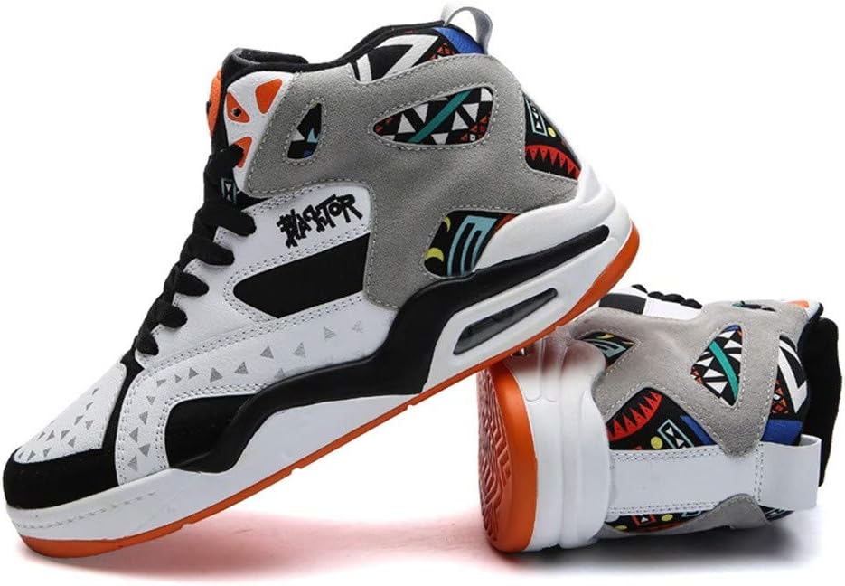 Air Cushioning Basketball Shoes Men, 【High Top Ankle Support Shock Absorption】 Breathable Lace Up Sneakers