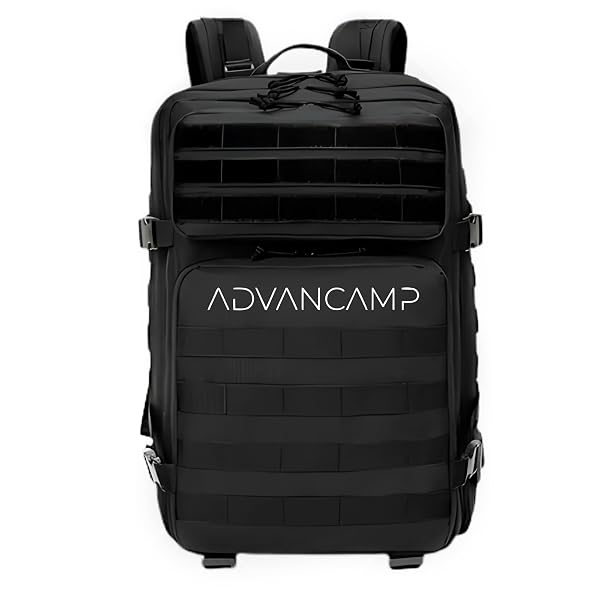ADVANCAMP 45L MILITARY TACTICAL BACKPACK LARGE DAY PACK FOR MEN – MOLLE RUCKING ASSAULT RUCKSACK, HEAVY-DUTY WATER-RESISTANT BAG FOR HIKING, GYM, TRAVEL & OUTDOOR ADVENTURES – BLACK