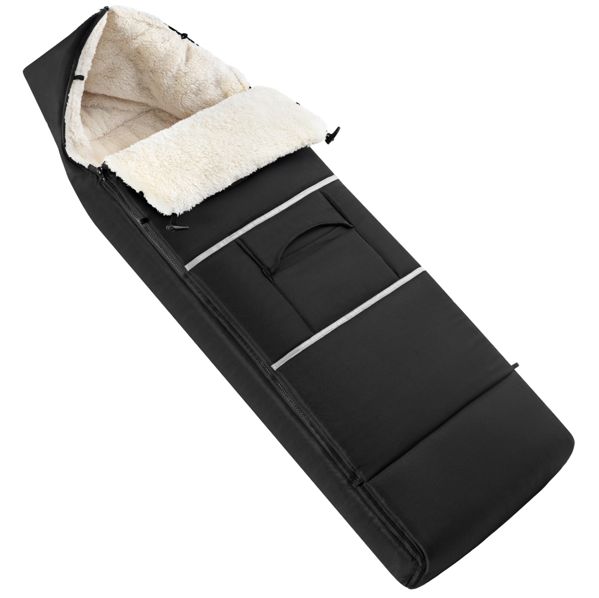 Navaris Universal Footmuff for Stroller - Foot Muff for Buggy - Cosy Waterproof and Windproof Pushchair & Pram Liner - 112cm Extra Large Black Footmuff - Suitable up to 4 Years