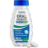 Natprime Oral Health Probiotics for Mouth Bad Breath - 8 Billion CFU 6 Strains with Prebiotics & Ca, Dental Probiotics for Teeth and Gums, Fresh Breath, 90 Mouth Probiotic Lozenges for Adults (Mint)