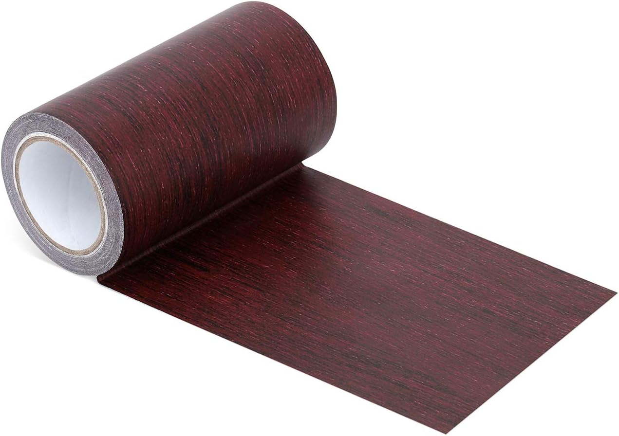 Azobur Repair Tape Patch 3.9" X 180" Wood Textured Adhesive for Door Floor Table and Chair (Dark Cherry)