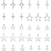 FASHEWELRY Star Charms Mini Star Dangle Pendants for DIY Bracelets Earring Necklace Jewelry Making Supplies