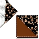 AFYEWKC Cute Leather Bookmarks, Fun Triangle Making Corner Bookmark, Book Accessories for Reading Book Lovers, Unbreakable Page Markers for Women Men Cute Brown Cartoon Owls