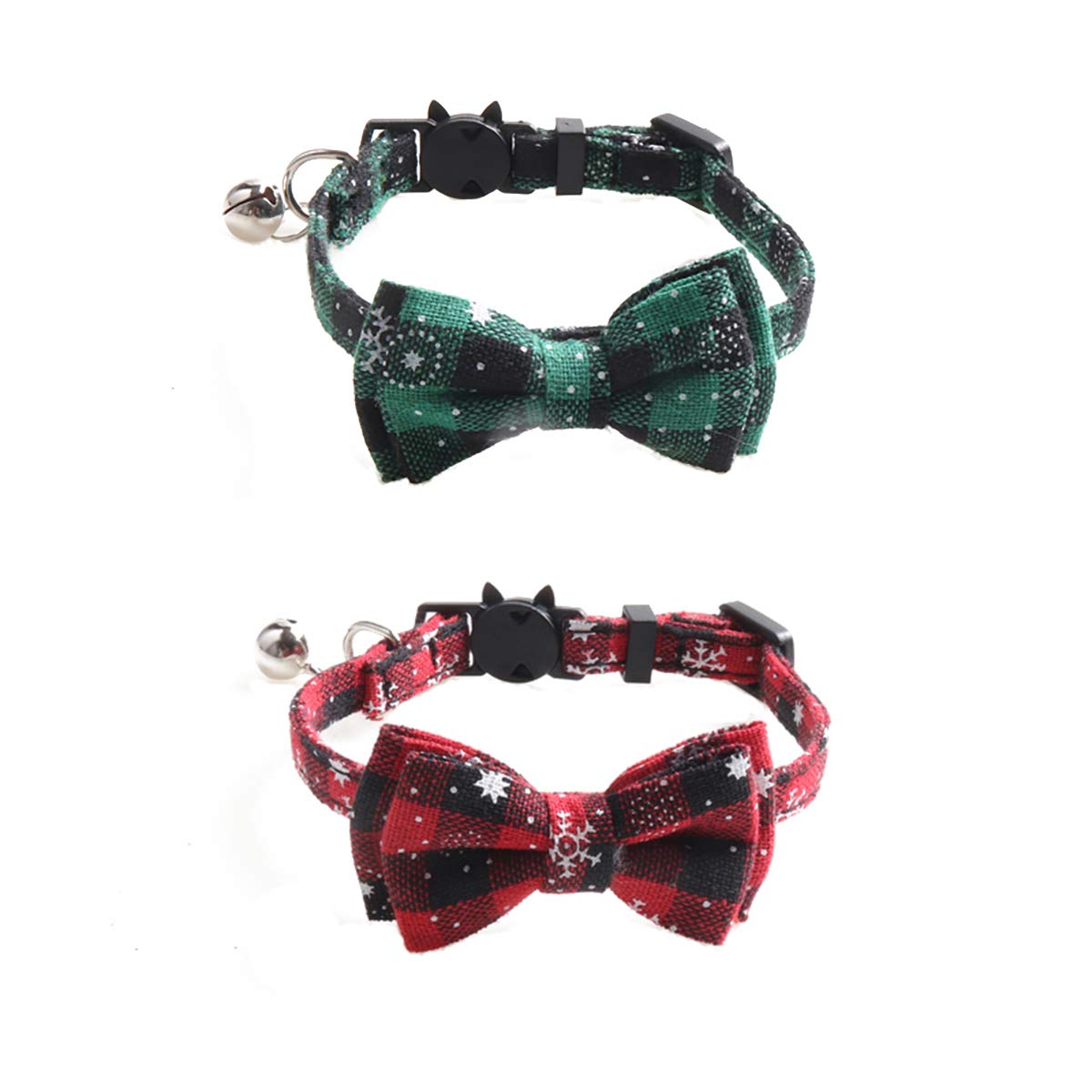 Hanamaki Cat Collar Breakaway with Bowtie Bell, Kitten Collar with Removable Cat Bowtie Collar for Kitty Cat (7.4-10.8 inch)