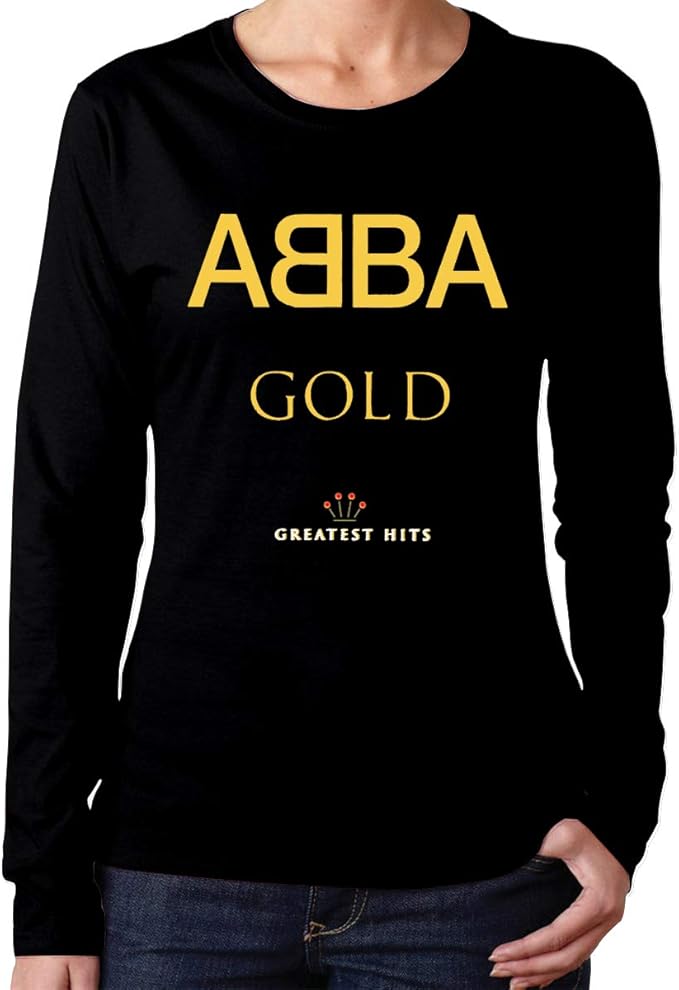 DonMMason ABBA Gold Greatest Hits Cotton Womens T Shirts Long SleeveHot Woman's T Shirt Black XL 