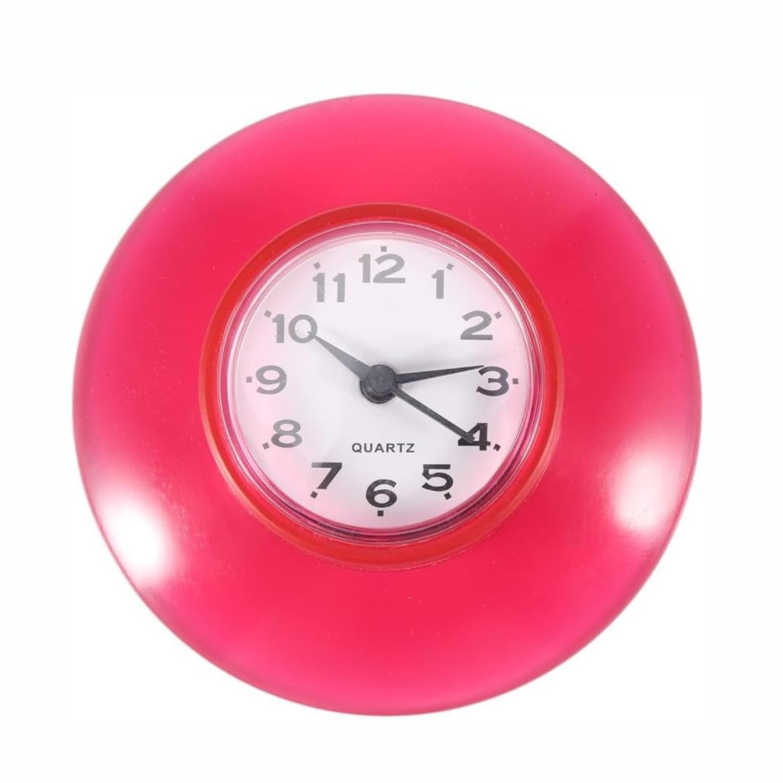 DEWIN Wall Clock, Mini Cute Bathroom Kitchen Mirror Suction Wall Clock Shower Waterproof Quartz Clocks Decoration(Red)