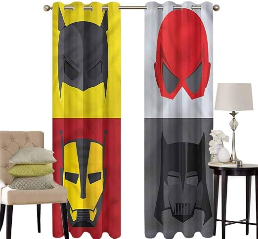 Amazon Com Hengshu Superhero Curtains For Sliding Glass Door Heros For Villians Room Decor Blackout Shades W62 X L84 Inch Home Kitchen
