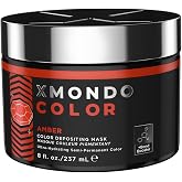 XMONDO Color Amber Depositing Mask, Orange Red Hair Dye, 8 Fl Oz | Semi-Permanent, Infused with Bond Booster &amp; Hyaluronic Acid for Nourishment, Revitalization &amp; Repair, Vegan Formula