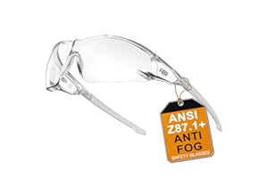 HTS HUNTERSKY ANSI Z87.1 Anti-Fog Wrap-Around Clear Safety Glasses, Pickleball lab chemistry goggles with Scratch Resistant