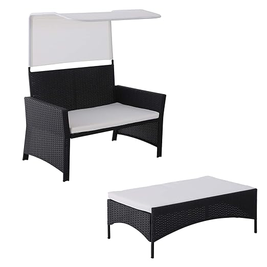 Outsunny Sofá de Ratán Dos Plazas Sillón Mueble para Jardín ...