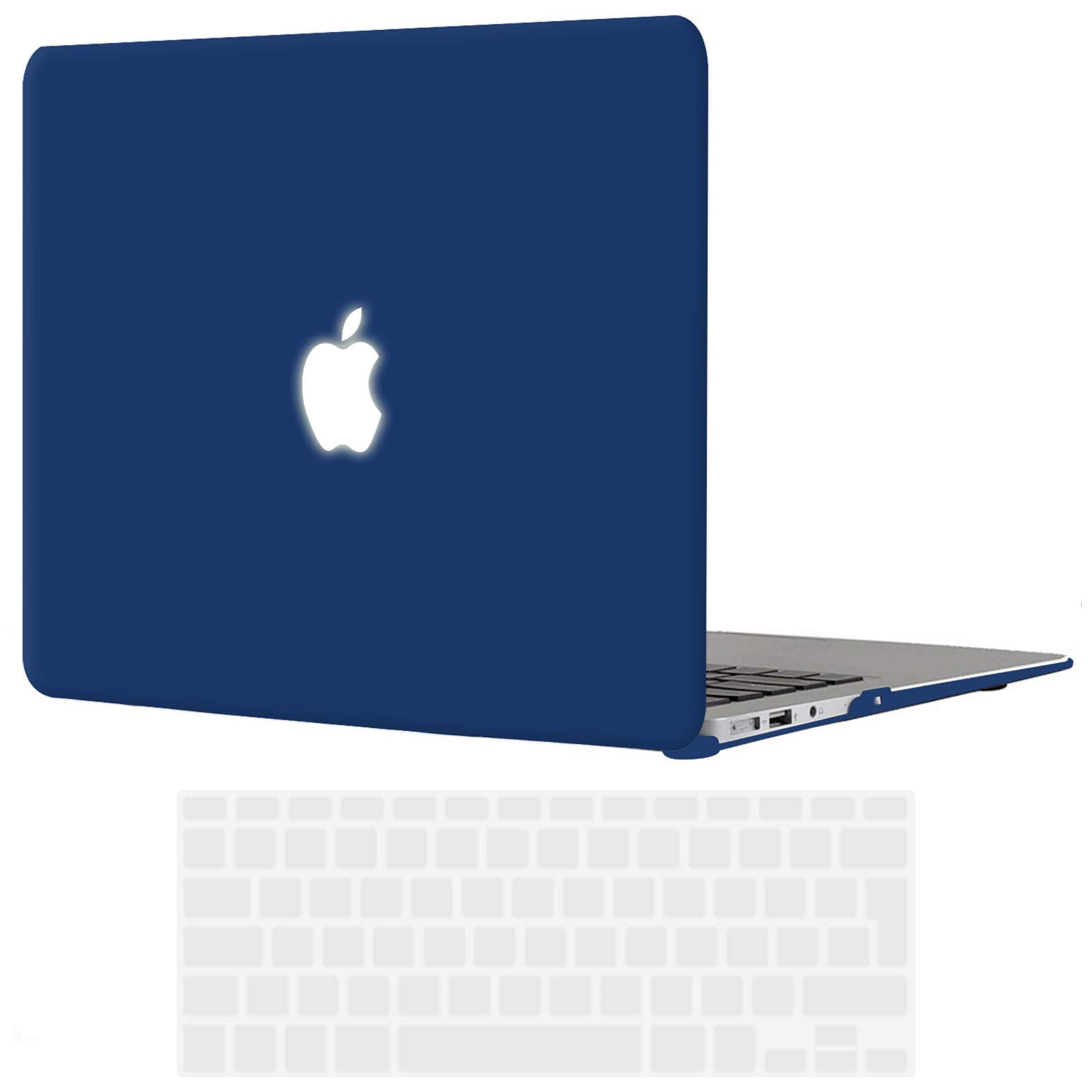 TECOOL Case compatible with old MacBook Air 13 inch 2010-2017 (A1466 A1369), Plastic Snap On Hard Shell Cover & UK EU Keyboard Protector, Navy Blue (Matte)